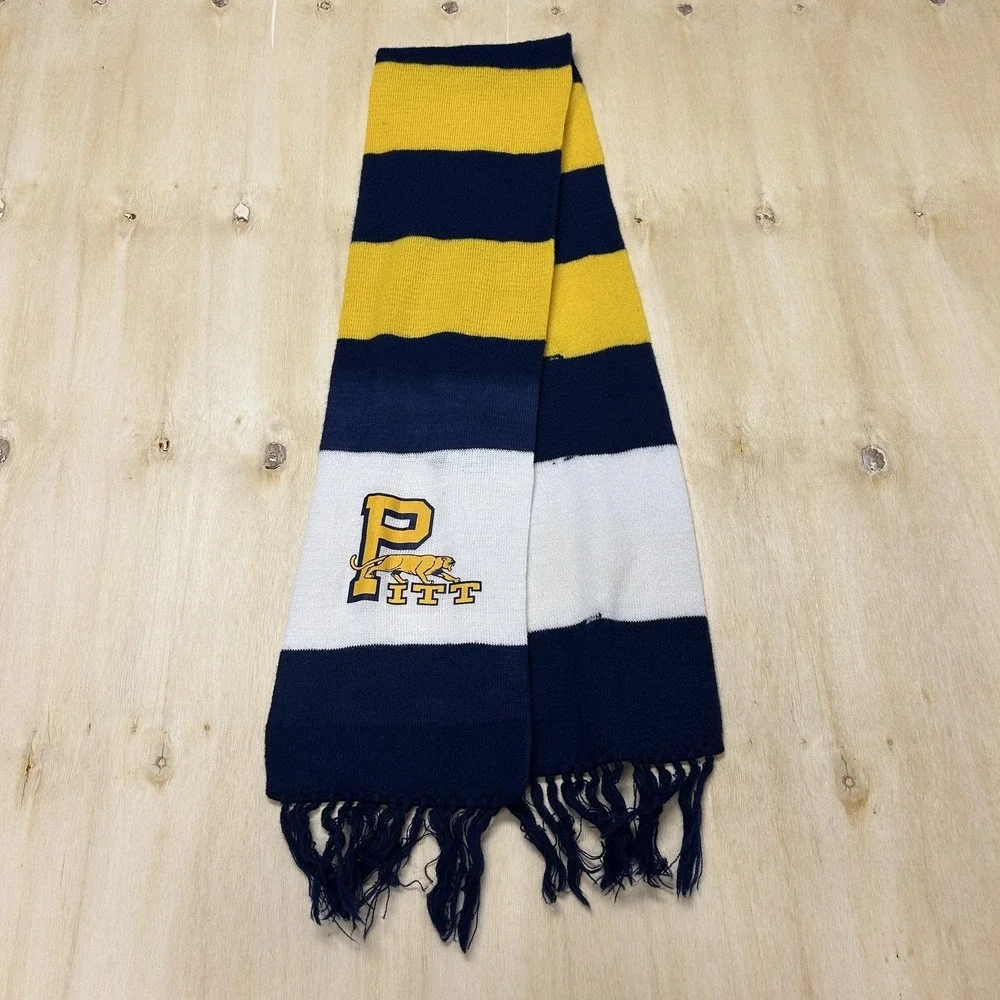 Pittsburgh PITT Scarf Mens One Size Blue Gold White NCAA Football Striped Knit